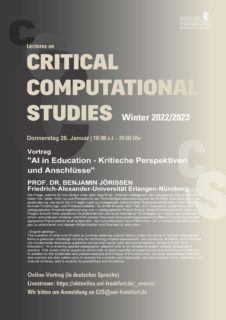 Towards entry "Online Lecture: AI in Education – Kritische Perspektiven und Anschlüsse – 1/26/2023 (6:15 pm CET)"